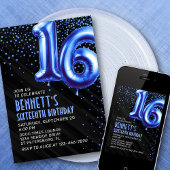 Teen Boy Blue 16. Geburtstag Einladung