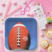 Teen Boy Blue Sky Orange Football Pappteller (Party)