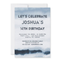 Teen Boy Blue Watercolor Minimalistisch Geburtstag