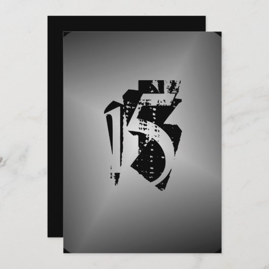 Teen Boy Geburtstagsparty Black Silver Einladung (Vorne/Hinten)