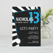 Teen Boy Party Einladung | Blau (Stehend Vorderseite)