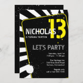 Teen Boy Party Einladung | Gelb (Vorne/Hinten)