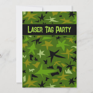 Teen Boy's Camouflage Stars Laser Tag Party Einlad Einladung