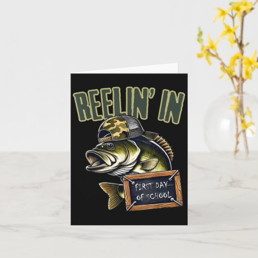 Teen Boys Fishing Reeling In First Day Of School B Karte (Gelbe Blume)