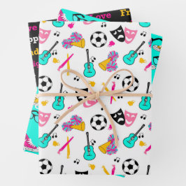 Teen Dream Cheerleader Pattern Geschenkpapier Set