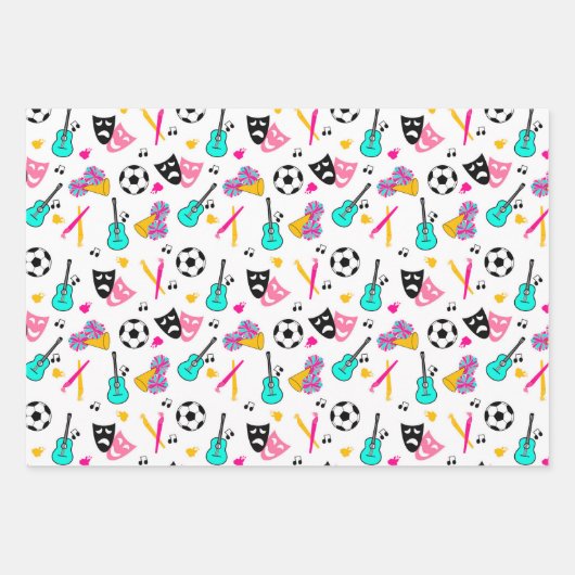 Teen Dream Cheerleader Pattern Geschenkpapier Set (Vorderseite)