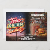 Teen Dream Retro 50's Style Diner Birthday Party Einladung (Vorderseite)