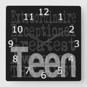 Teen Extraordinaire Quadratische Wanduhr