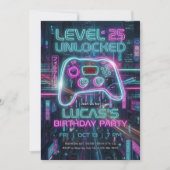 Teen Gamer Birthday Invitation Cyberpunk Game Einladung (Vorderseite)