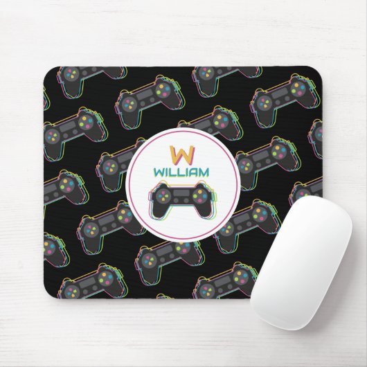 Teen Gaming Gamer Video Game Kids Monogram Mousepad (Mit Mouse)