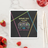 Teen Gaming Gamer Video Game Player Neon Birthday Serviette (Beispiel)