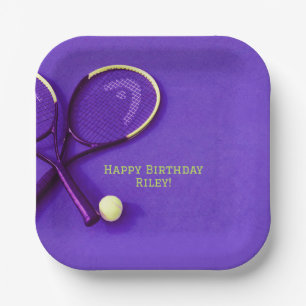 Teen Geburtstag Lila Court Rackets Tennis Ball Pappteller