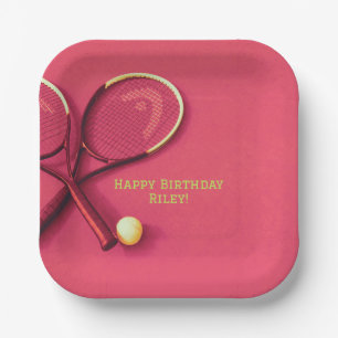 Teen Geburtstag Pink Court Rackets Tennis Ball Pappteller