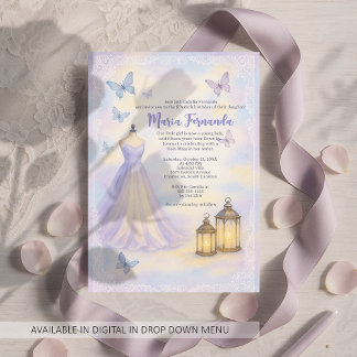Teen Girl Butterfly Quinceañera Soft Lilac Kleid Einladung