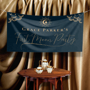 Teen Girl Celestial Blue First Moon Period Party Banner