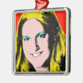 Teen Girl Custom Pop Art Keepake Silbernes Ornament (Links)