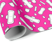 Teen Girl First Period Hot Pink Menstration Print Geschenkpapier (Rolleneckpunkt)
