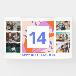 Teen Girl Foto Collage Happy Birthday Party Banner