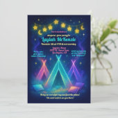 Teen Girl Glow Party Neon Teepee Slumber Party Einladung (Stehend Vorderseite)