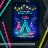 Teen Girl Glow Party Neon Teepee Slumber Party Einladung