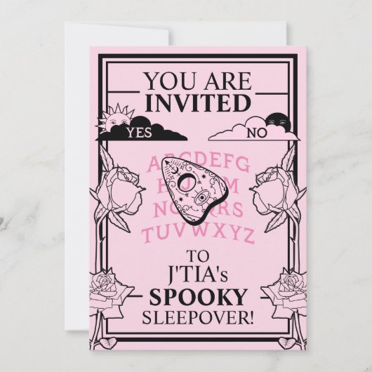 Teen Girl Gothic Pastel Pink Spooky Sleepover Einladung (Vorderseite)