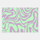 Teen Girl Groovy Lila Green Wavy Checkered Daisy Geschenkpapier Set (Vorderseite 3)