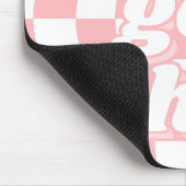 Teen Girl Groovy Pink White Checkerboard Text Mousepad (Ecke)
