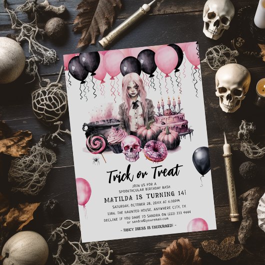 Teen Girl Halloween Spooktacular Birthday Bash Einladung