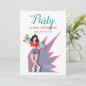 Teen Girl mit Skateboard Einladung (Stehend Vorderseite)