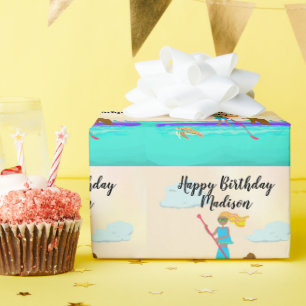Teen Girl Paddleboard Happy Geburtstag Personalisi Geschenkpapier
