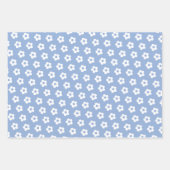 Teen Girl Pastel Blue White Wavy Checkered Blume Geschenkpapier Set (Vorderseite 2)