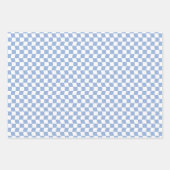Teen Girl Pastel Blue White Wavy Checkered Blume Geschenkpapier Set (Vorderseite)