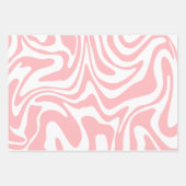 Teen Girl Pastel Pink White Wavy Checkered Blume Geschenkpapier Set (Vorderseite 3)