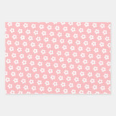 Teen Girl Pastel Pink White Wavy Checkered Blume Geschenkpapier Set (Vorderseite 2)