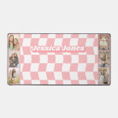 Teen Girl Pink Checkerboard Niedliche FotoCollage Schreibtischunterlage (Vorderseite)