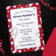 Teen Girl Red Menstrual Pad Erste Periode Party