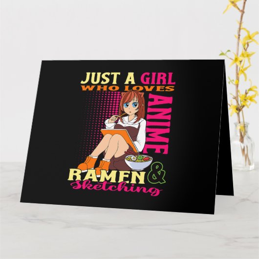 Teen Girl Trendy Niedlich Anime Ramen Bowl Lieben  Karte (Gelbe Blume)