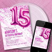 Teen Girls Pink 15. Geburtstag Einladung