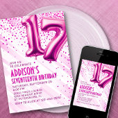 Teen Girls Pink 17. Geburtstag Einladung