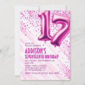 Teen Girls Pink 17. Geburtstag Einladung (Vorderseite)
