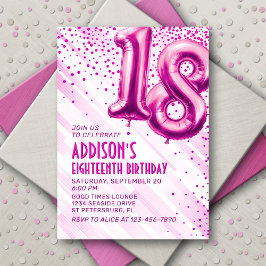 Teen Girls Pink 18. Geburtstag Einladung