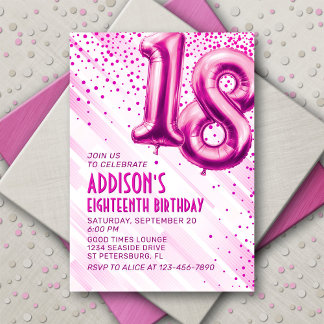 Teen Girls Pink 18. Geburtstag Einladung