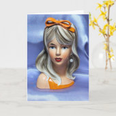 Teen Head Vase Orange Bow Mitte Jahrhundert Modern Karte (Gelbe Blume)
