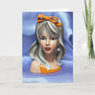 Teen Head Vase Orange Bow Mitte Jahrhundert Modern Karte