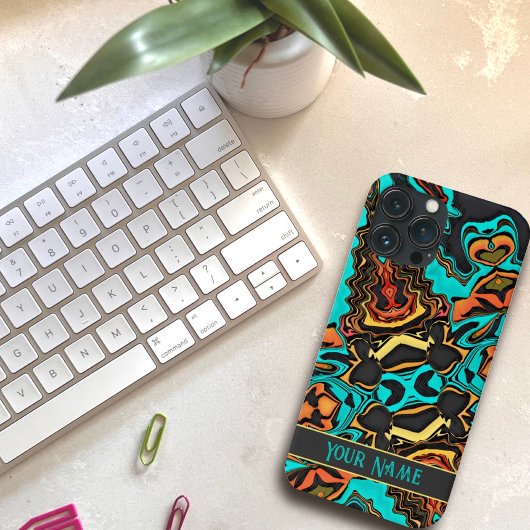 Teen Modern Abstract Fun Teal Customized Trendy Case-Mate iPhone Hülle