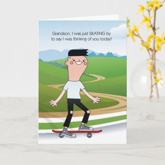 Teen oder Tween Grandson denken an Ihr Skateboard Karte (Gelbe Blume)