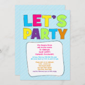 Teen Party Einladung - Lasst uns Party machen! (Vorne/Hinten)