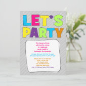 Teen Party Einladung - Lasst uns Party machen! (Stehend Vorderseite)