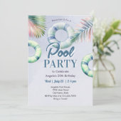 Teen Pool Party Birthday Invitation Einladung (Stehend Vorderseite)