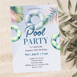 Teen-Poolparty-Geburtstagseinladung Einladung
